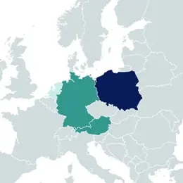 Europalandkarte in der die Projektgebiete gekennzeichnet sind