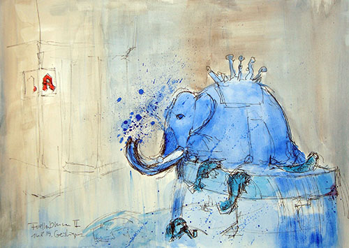 Urban Sketching: Forellenbrunnen in Geislingen von Martin Alber